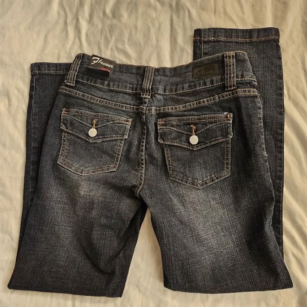 Flavour Bubblegum Jeans 8P Regular Dark Wash 8 Petite Short New NWT Y2K Zipper - Picture 6 of 9